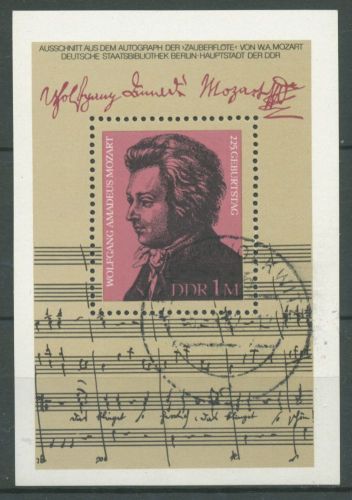DDR 1981 Komponist Wolfgang A.Mozart Block 62 gestempelt (C96825)