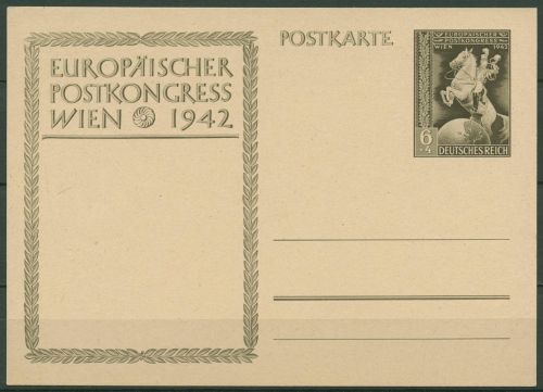 Dt. Reich 1942 Europäischer Postkongress Postkarte P 294 a ungebraucht (X40922)