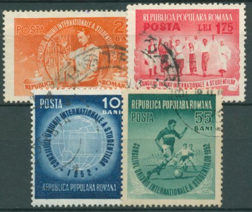 Rumänien 1952 Studentenverband Kongress Bukarest 1404/07 gestempelt
