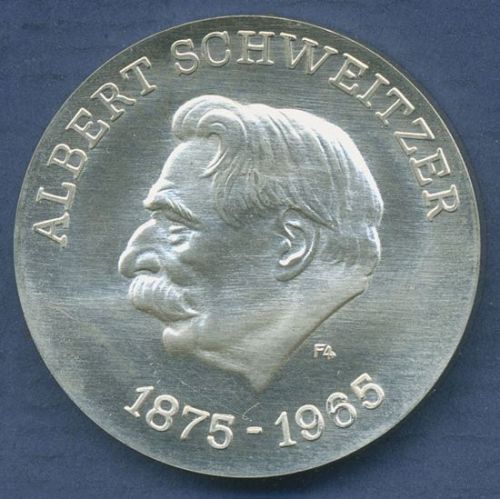 DDR 10 Mark 1975 Schweitzer, Probe mit anderer Rückseite, vz/st (m6637)