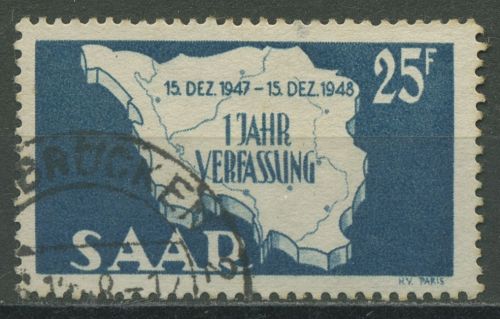 Saarland 1948 1 Jahr Verfassung Type I 261 I gestempelt