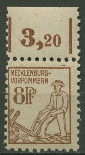 SBZ Mecklenburg-Vorpommern 1945 Freimarke mit Oberrand 15 a OR postfrisch