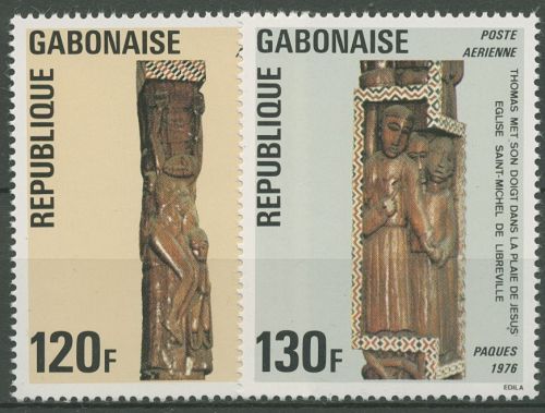 Gabun 1976 Ostern Holzschnitzereien der Kirche Saint-Michel 586/87 postfrisch