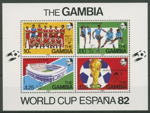 Gambia 1982 Fußball-WM in Spanien Pokal Stadion Block 6 postfrisch (C28246)
