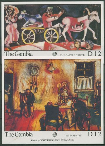 Gambia 1987 Gemälde von Marc Chagall Block 32/33 postfrisch (C40731)