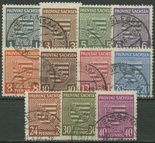 SBZ Provinz Sachsen 1945 Wappen WZ X komplett 73/84 X (ohne 80X) gestempelt