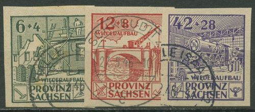 SBZ Provinz Sachsen 1946 Wiederaufbau 87/89 B gestempelt