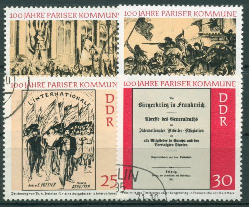 DDR 1971 Pariser Kommune 1655/58 gestempelt