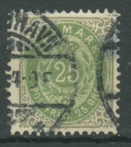Dänemark 1875 Ziffern im Rahmen 29 I Y B gestempelt
