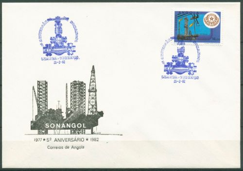 Angola 1980 Parteikongress Erdölförderung 639 auf Brief (X60956)