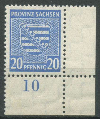 SBZ Provinz Sachsen 1945 Provinzwappen 81 X Ecke 4 postfrisch