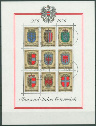 Österreich 1977 1000 Jahre Österreich Wappen Block 4 gestempelt (C16454)