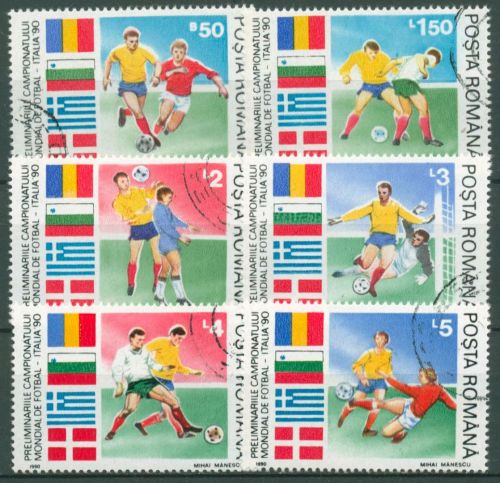 Rumänien 1990 Fußball-WM Italien 4586/91 gestempelt