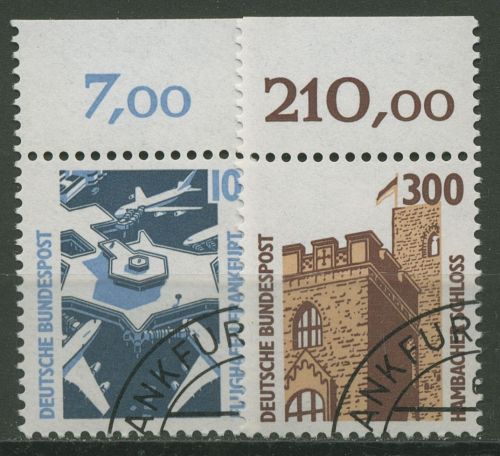 Bund 1988 Sehenswürdigkeiten SWK mit Oberrand 1347/48 OR gestempelt