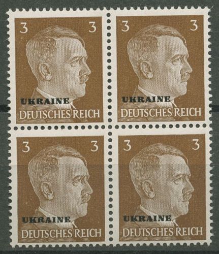 Ukraine 1941 Freimarke Hitler mit Aufdruck 4er-Block 2 postfrisch