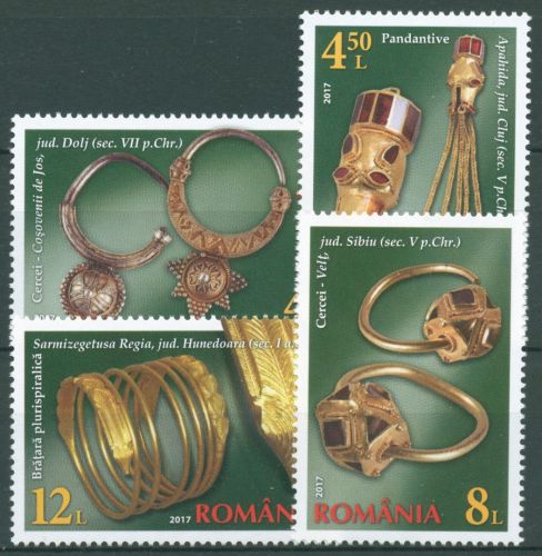 Rumänien 2017 Geschichtliches Museum Ornamentschmuck 7224/27 postfrisch