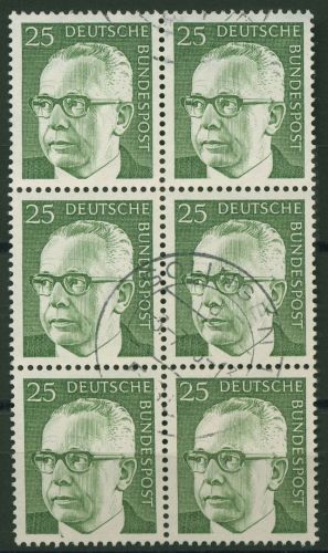 Bund 1971/72 Heinemann 689 6er-Block senkrecht gestempelt