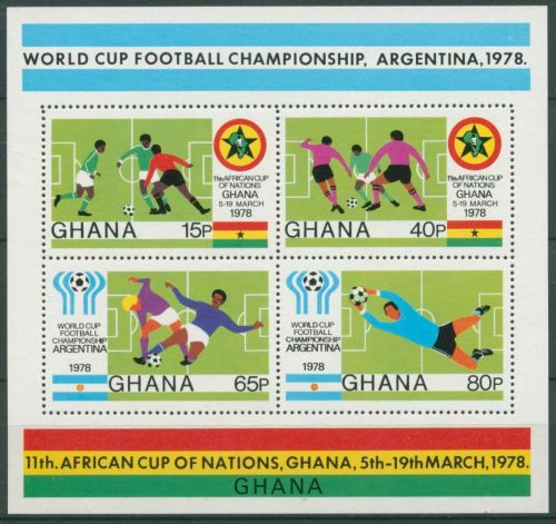 Ghana 1978 Fußball-WM Argentinien Afrikameister Block 76 A postfrisch (C28265)