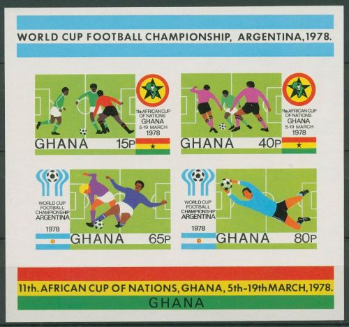 Ghana 1978 Fußball-WM Argentinien Afrikameister Block 76 B postfrisch (C40998)