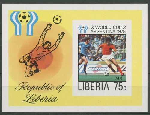 Liberia 1978 Fußball-WM in Argentinien Block 90 B postfrisch (C41000)