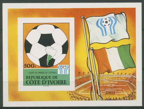 Elfenbeinküste 1978 Fußball-WM in Argentinien Block 12 B postfrisch (C41002)