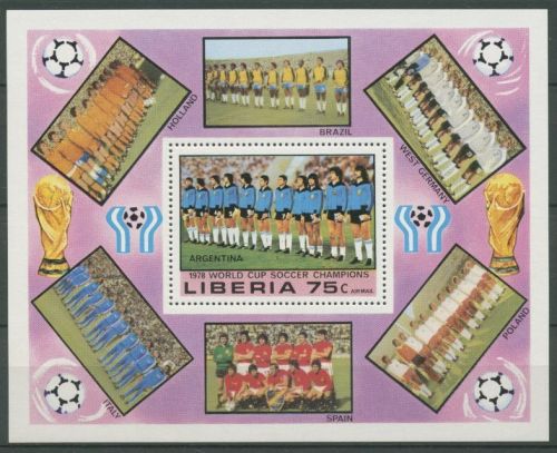 Liberia 1978 Fußball-WM Argentinien Mannschaften Block 92 A postfrisch (C27465)