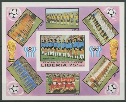 Liberia 1978 Fußball-WM Argentinien Mannschaften Block 92 B postfrisch (C41004)