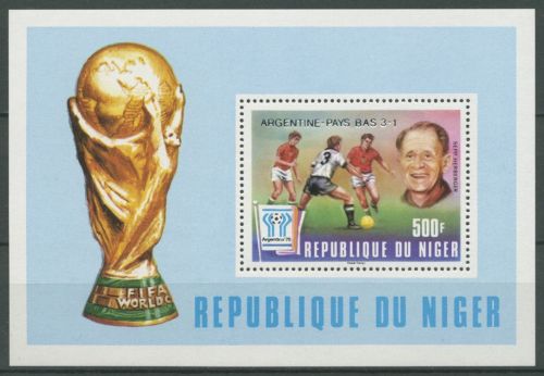 Niger 1978 Fußball-WM Argentinien Aufdruck silbern Block 21 postfrisch (C27202)