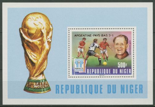 Niger 1978 Fußball-WM Argentinien Block 21 Aufdruck rot postfrisch (C41013)