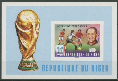 Niger 1978 Fußball-WM Argentinien Aufdruck silbern Block 21 B postfrisch (C41014)