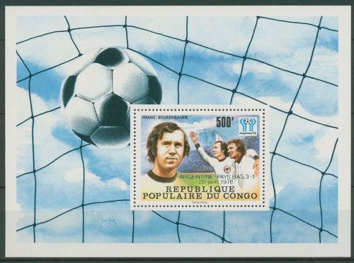 Kongo (Brazzaville) 1978 Fußball-WM Beckenbauer Block 18 postfrisch (C41027)