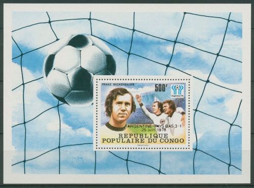 Kongo (Brazzaville) 1978 Fußball-WM Block 18 Aufdruck rot postfrisch (C41029)