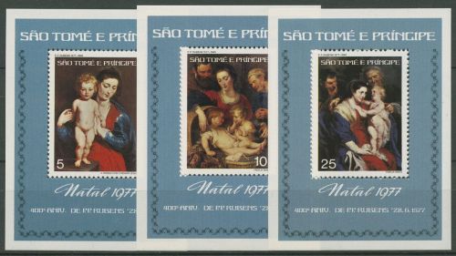 Sao Tomé und Principe 1977 Weihnachten Rubens Block 4/6 C postfrisch (C41058)
