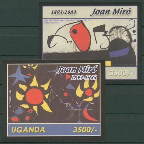 Uganda 2003 Gemälde von Joan Miró Block 358/59 postfrisch (C41071)