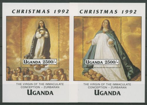 Uganda 1992 Weihnachten Gemälde Block 176/77 postfrisch (C41072)