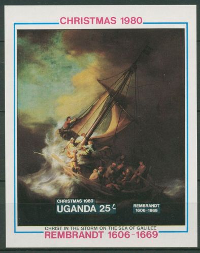 Uganda 1980 Weihnachten Gemälde von Rembrandt Block 24 postfrisch (C41074)