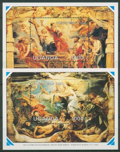 Uganda 1990 Weihnachten Gemälde von Rubens Block 124/25 postfrisch (C41080)