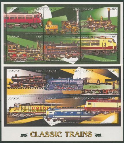 Uganda 1996 Lokomotiven Eisenbahn Kleinbogen 1739/50 K postfrisch (C41085)