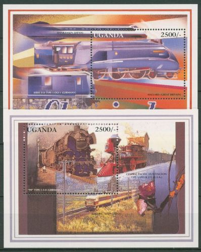 Uganda 1996 Lokomotiven Eisenbahn Typ 1-5-0 Block 264/65 postfrisch (C41086)