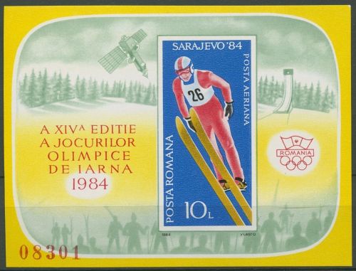 Rumänien 1984 Olympia Sarajevo Skispringen Block 199 postfrisch (C91993)