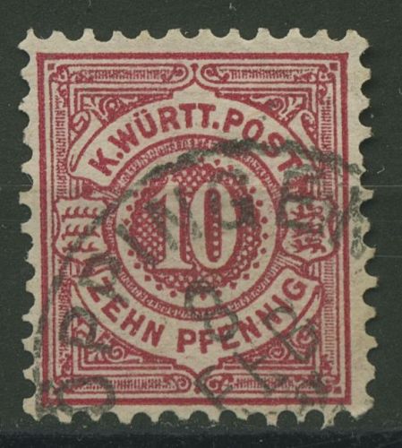 Württemberg 1875 weiße Ziffern im Kreis 46 c gestempelt