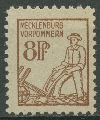 SBZ Mecklenburg-Vorpommern 1945 Freimarke mittelsiena 15 a postfrisch