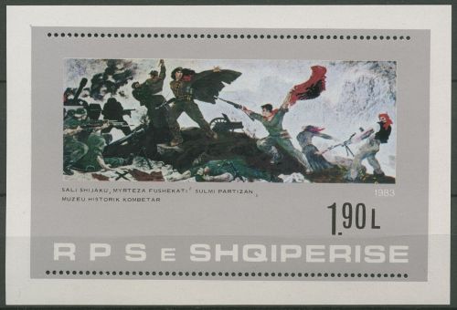 Albanien 1983 Gemälde Partisanenangriff Block 77 postfrisch (C61194)