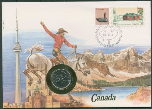 Kanada 1988 Gebirge Cowboy Numisbrief 25 Cent (N452)