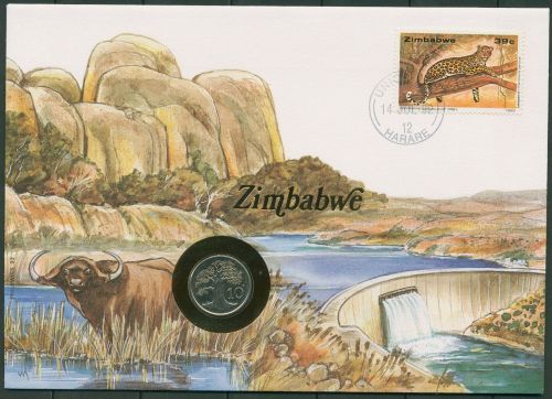 Simbabwe 1992 Landschaft Wasserbüffel Numisbrief 10 Cent (N339)