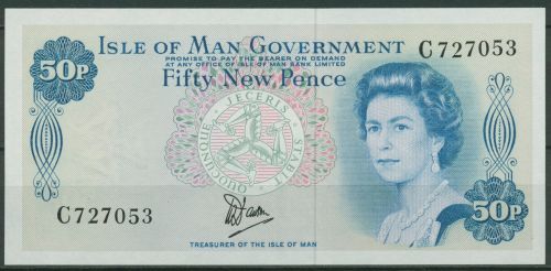 Isle of Man 50 New Pence 1979, Wikingerboot, KM 33 a, kassenfrisch (K118)
