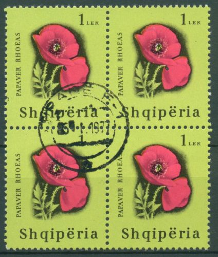 Albanien 1965 Blumen Blütenpflanzen Mohn 993 4er-Block gestempelt
