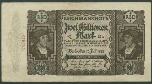 Dt. Reich 2 Millionen Mark 1923, DEU-101a, gebraucht (K1332)