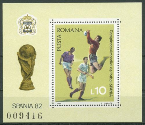 Rumänien 1981 Fußball-WM Spanien Spielszene Block 184 postfrisch (C63818)
