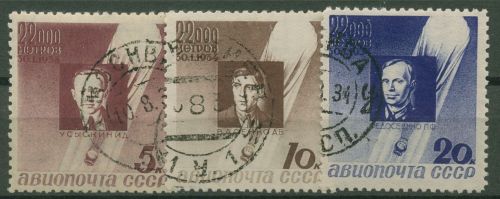 Sowjetunion 1934 Absturz des Stratosphärenballons 480/82 A gestempelt
